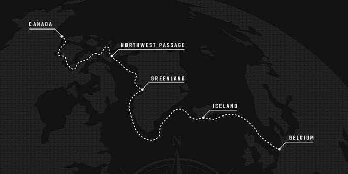 L'itinerario della spedizione Ribbing for Arctic